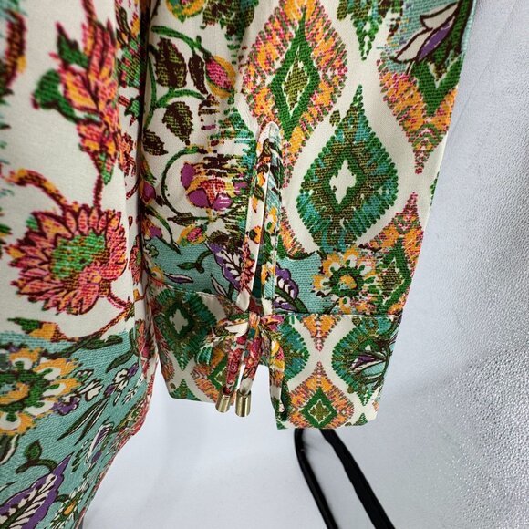 Susan Graver Womens Button Up Shirt Size 2X Floral Patchwork Blouse Work Boho - Picture 6 of 8